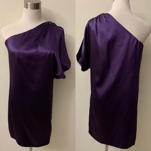 Worn once One Shoulder Satin Purple Cocktail dress